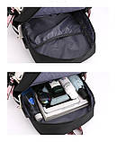 Рюкзак шкільний для дівчинки Kuromi з брелоком. Дитячий рюкзак-ранець, вбудований USB-порт Чорний з бузковим, фото 5