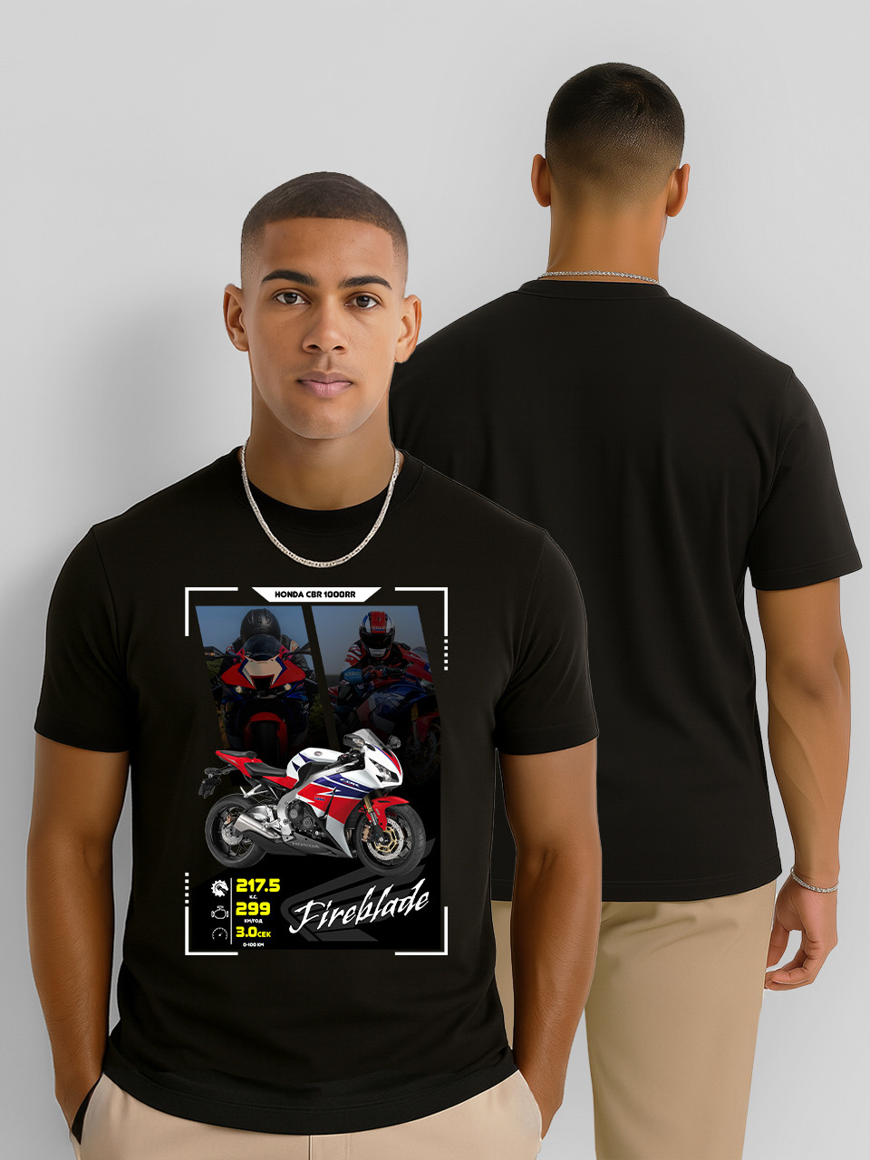 Футболка чоловіча Honda Fireblade, футболка з принтом Мото