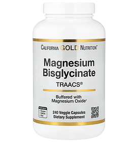 Бісгліцинат магнію з TRAACS California Gold Nutrition, 200 мг 240 капсул MFG (дата виготовлення) 10/24