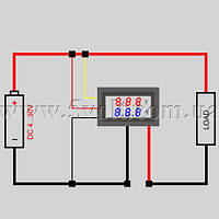 Панельний вольт-амперметр DC 0-100V 0-10A 3 цифри червоний 0.28 з шунтом, фото 4
