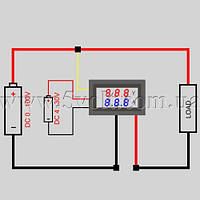 Панельний вольт-амперметр DC 0-100V 0-10A 3 цифри червоний 0.28 з шунтом, фото 5