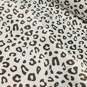 ВІДРЕЗ (0,8*1,5м) Фланелева тканина леопард на молочному (шир. 1,5 м) (FL-0403)