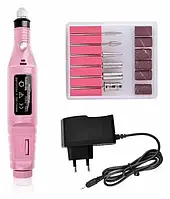 Фрезер-ручка для манікюру побутової 20000 обертів.Кольор чорний Рожевий