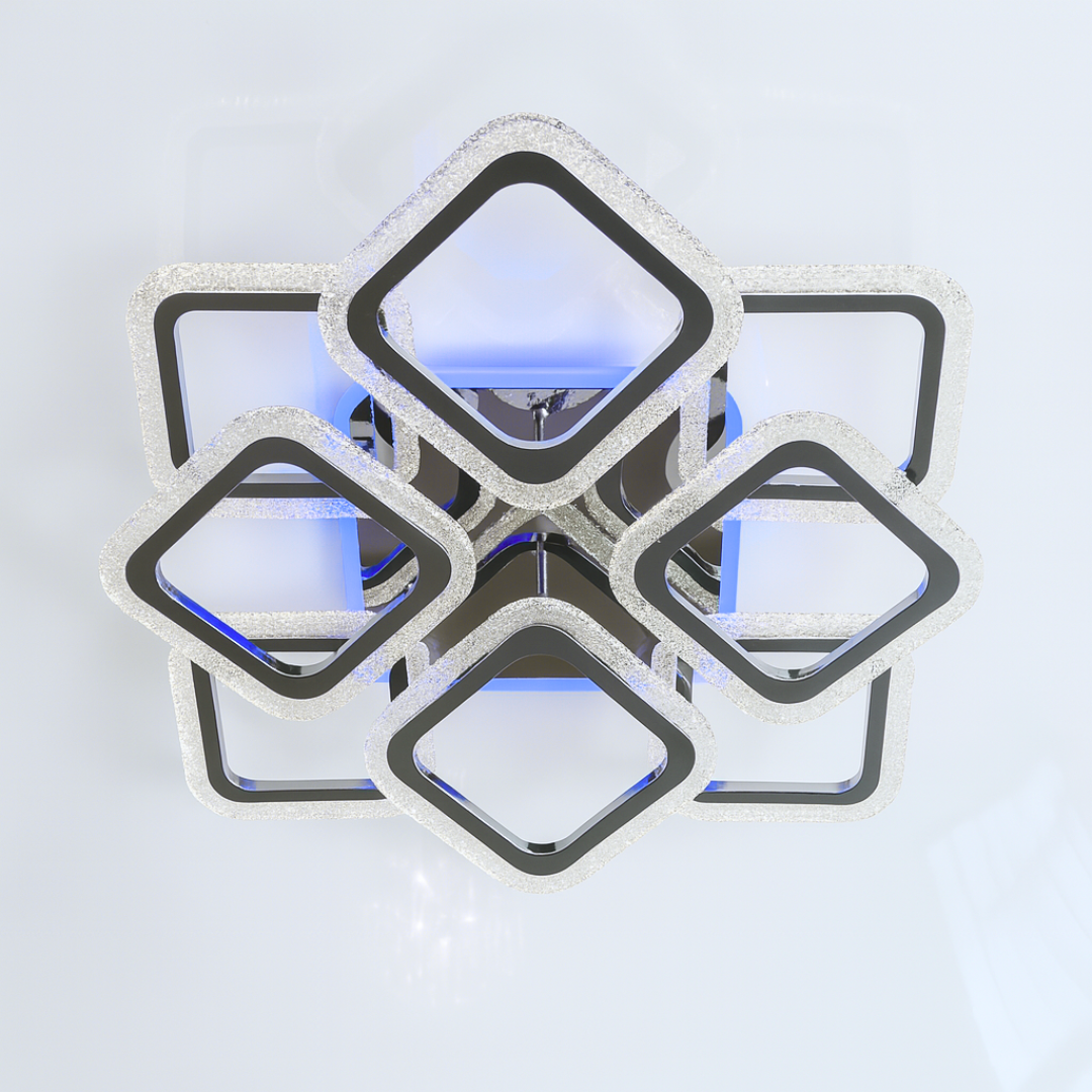 Світлодіодна люстра Vatan Light 144W до 20 м² колір Хром 1180/4+4СH, фото 1