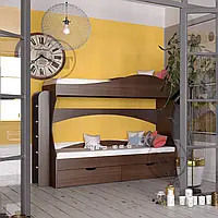 Дитяче двоярусне ліжко з ящиками на два спальних місця Компаніт Бриз