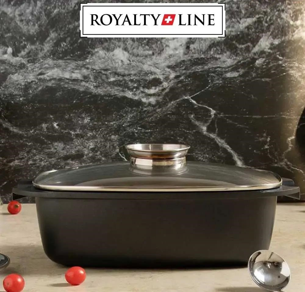 Жарівня каструля жаровня Royalty Line з арома кришкою мармурове покриття для духовки та плити, фото 1