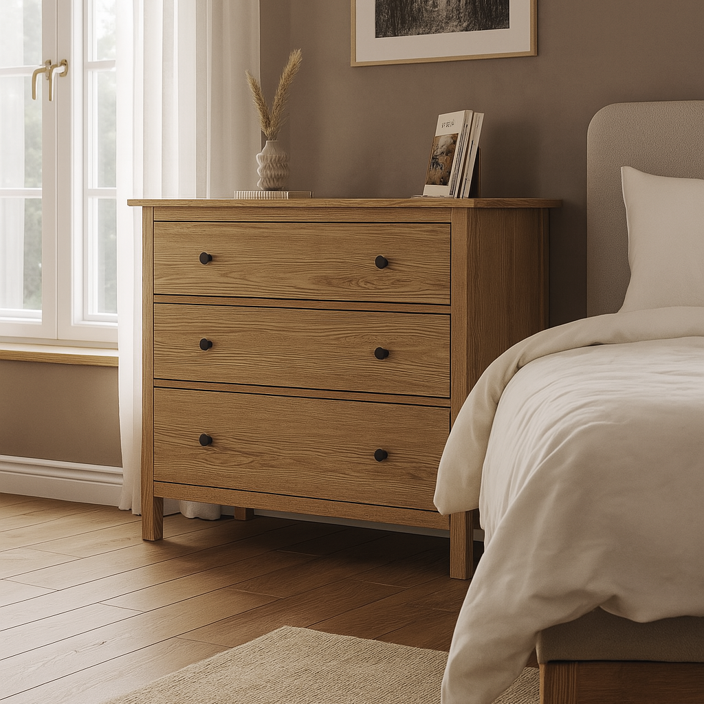 Комод "Хамес" з натурального дерева ясен на три шухляди, фото 1