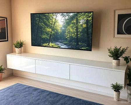 Навісна глянсова тумба "Флай" білий глянець 2.1 метра, фото 1