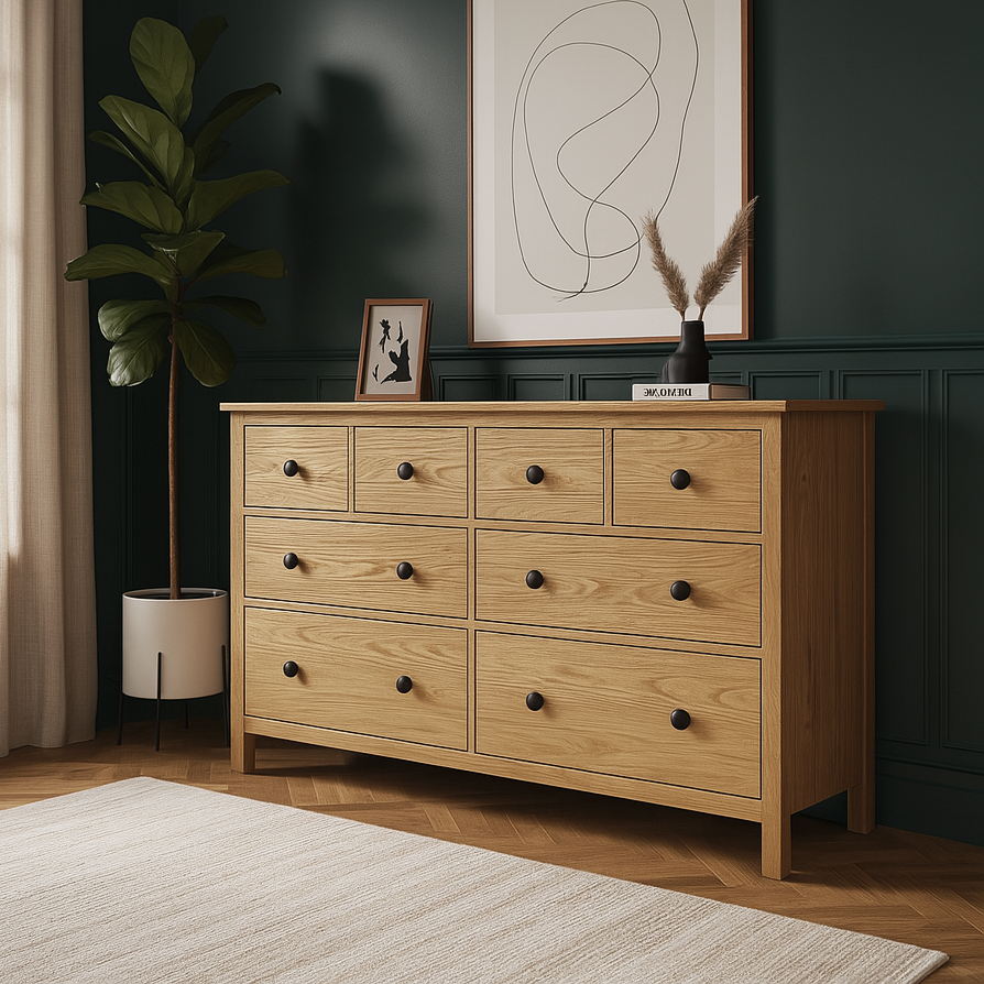 Великий комод "Хамес" з натурального дерева Ясен на вісім шухляд, фото 1