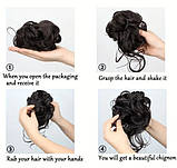 Резинка-шиньйон для волосся – пшеничний блонд обʼємний пучок з пасмами, фото 3