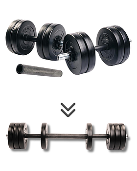 Гантелі Elitum 2х11кг з подовжувачем грифа універсальний комплект для фітнесу