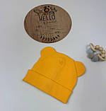 Шапочка з вушками для новонароджених рубчик подвійна, фото 2