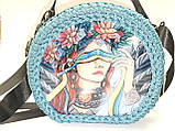 Сумка жіноча в'язана з ілюстрацією ручної роботи "Українка", фото 2