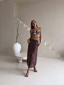 Пляжний комплект жіночий (купальник, спідниця) - Леопардовий