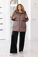 Жіноча стьобана куртка Еммі з капюшоном, у 2 різних кольорах (чорний, мокко), розміри 48-64