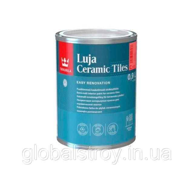 Фарба для плитки напівмат Tikkurila Luja Ceramic Tiles 0,9 л база А, фото 1