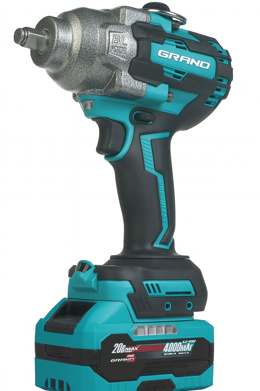 Акумуляторний ударний гайковерт Grand АГ-1100UBL-1 BRUSHLESS (1x4Аг + ЗП), фото 1