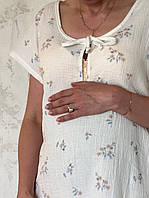 Нічна сорочка "Крапля" для вагітних та годуючих мам із жатого мусліну