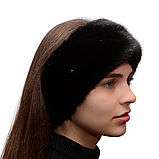 Жіноча хутряна норкова пов'язка на голову з цільного хутра норки, фото 2