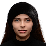 Жіноча хутряна норкова пов'язка на голову з цільного хутра норки, фото 3