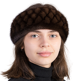 Жіноча хутряна норкова пов'язка на голову з цільної норки.