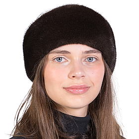Жіноча хутряна норкова пов'язка на голову із цільного хутра норки СТК