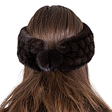 Жіноча хутряна норкова пов'язка на голову із цільного хутра норки Темно-коричневий, фото 4