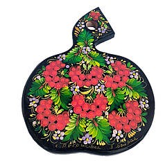 Дошка обробна з петриківським розписом "Яблучко з калиною" 20х14.5 см , гарний подарунок у подарунковій коробці