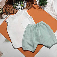 Костюм мусліновий майка шортики під памперс літо 1-1.5 року 52-86 р