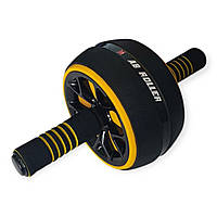 Ролик для преса KKL одноколесний чорно-жовтий з килимком PO-KKL-Yellow