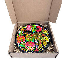 Тарілка 20 см у подарунковому пакуванні "Диво Птах", з авторським петриківським розписом, фото 5