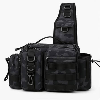 Сумка для риболовлі через плече, 27х20х13см, Сірий / Рибальська сумка / Сумка для рибальських снастей / Сумка рибальська