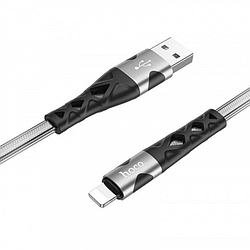 Кабель USB Hoco U105 Lightning 2.4 A 1.2m (Сталевий)