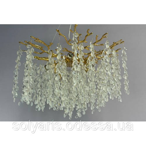 Дизайнерська підвісна кришталева люстра "Гліцинія", 8 ламп, золото 228077-600 D, фото 1