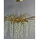 Дизайнерська підвісна кришталева люстра "Гліцинія", 6 ламп, золото 48см, фото 4