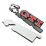 Емблема напис GTI Racing для Volkswagen червона+чорний 159х37 мм метал (на скотчі), фото 2