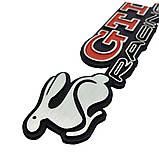 Емблема напис GTI Racing для Volkswagen червона+чорний 159х37 мм метал (на скотчі), фото 3