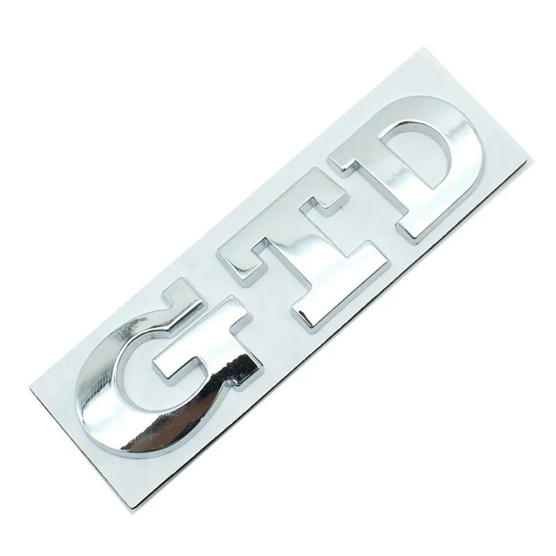 Емблема напис GTD для Volkswagen срібляста 84х23 мм метал (на скотчі), фото 1