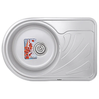 Кухонная мойка HAIBA 67x44 см из нержавеющей стали, врезная, матовая, с крылом для посуды (HB0649)