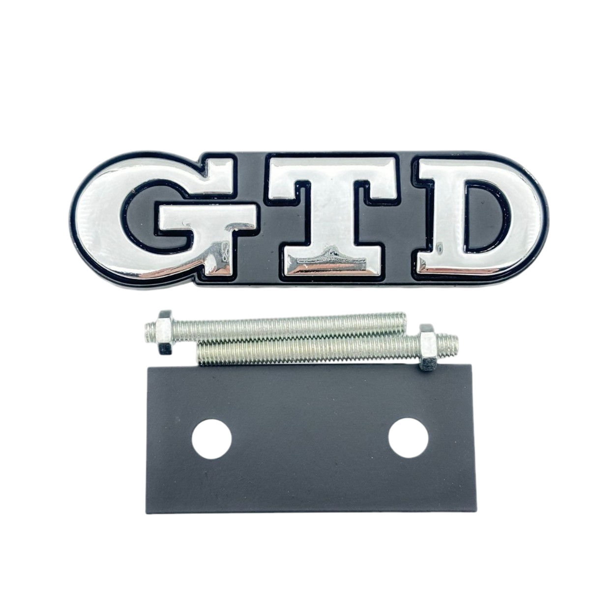 Емблема напис GTD для Volkswagen в решітку срібляста 90х27 мм метал (на кріпленнях), фото 1