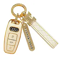 Чохол ключа Audi білий+ремінець+картка для номера