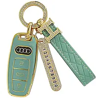 Чохол ключа Audi сірий+ремінець+картка для номера