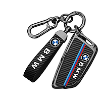 Чохол ключа BMW чорний карбон з брелком (подовжена форма)