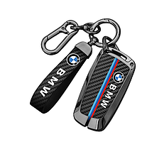 Чохол ключа BMW чорний карбон з брелком (округла форма)