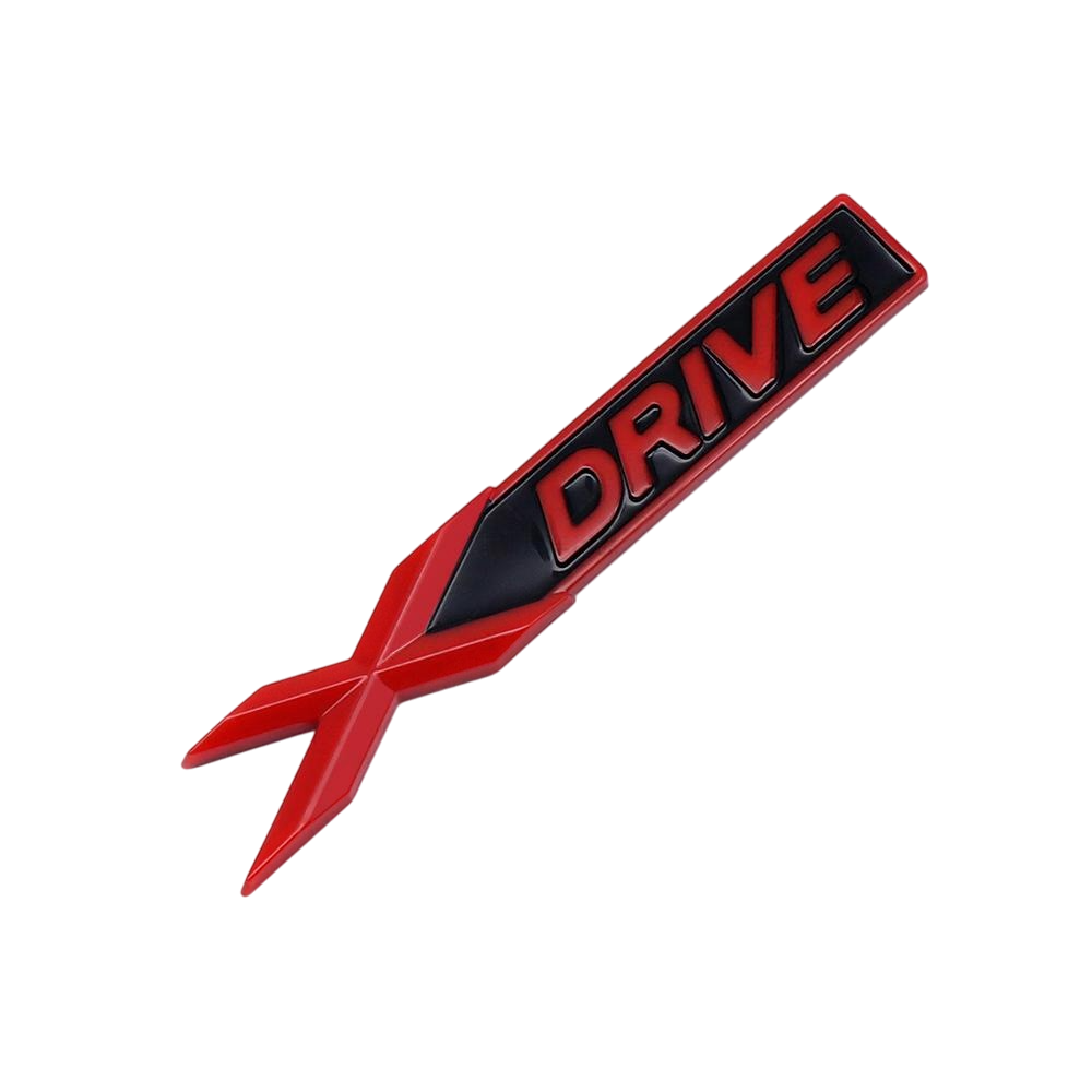 Емблема-напись X-Drive для BMW червона+чорний 111х17 мм пластик (на скотчі), фото 1