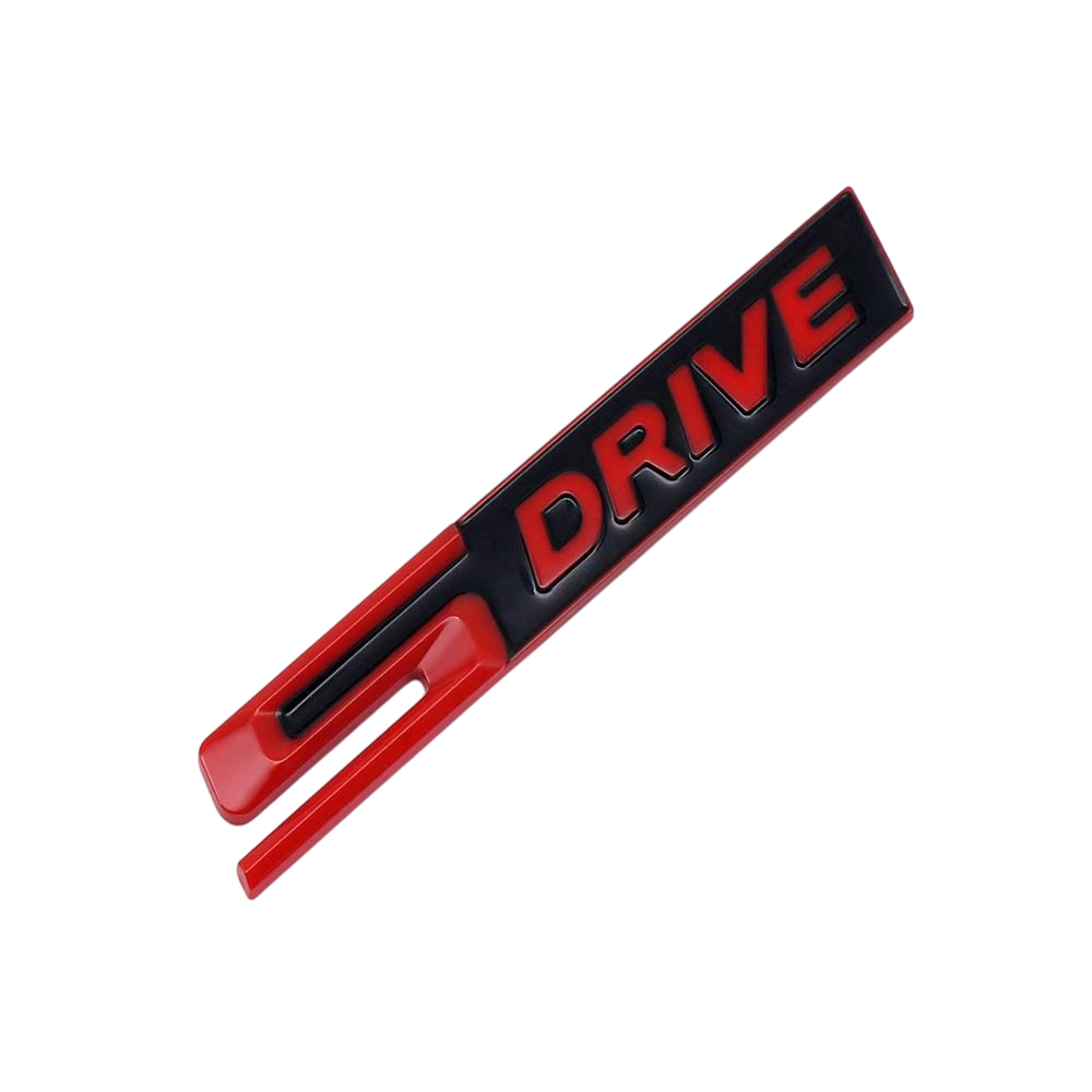 Емблема-напись S-Drive для BMW червона+чорний 111х17 мм пластик (на скотчі), фото 1