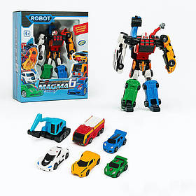 Робот трансформер TOBOT Magma 6 — 6 машинок перетворюються в одного великого робота, арт. 535