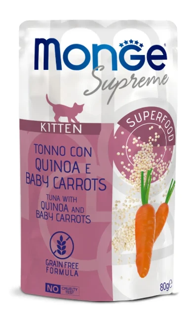 Вологий корм для кошенят MONGE (Монж) CAT Supreme Kitten з тунцем кіноа та молодою морквою 80 гр