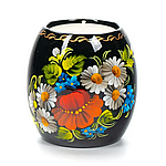 Свічник для чайної свічки ручної роботи в техніці Петриківський розпис Сапфір СК-10 мал. 181