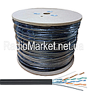 Кабель FTP "KW-Link" зовнішній із тросом 4пари (0,51 мм) ССА, чорний, 305 м/бухта